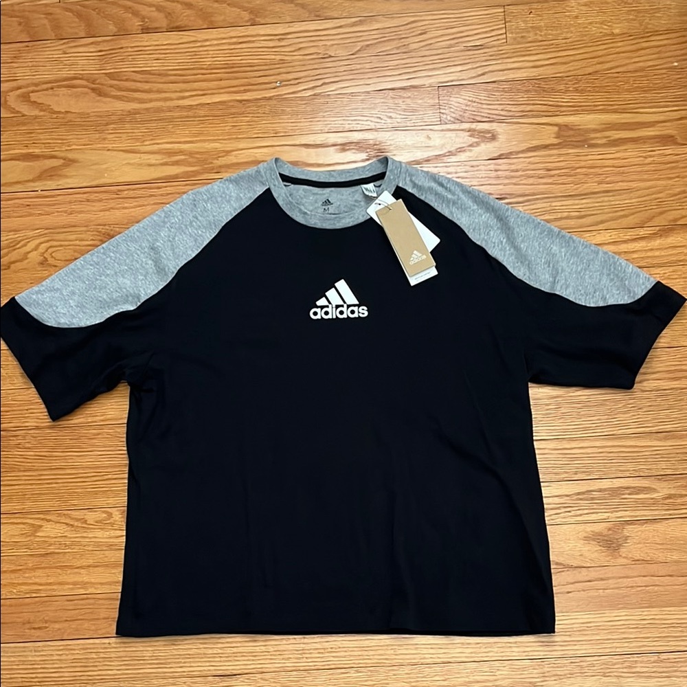Adidas Women’s Black and Gray T-Shirt